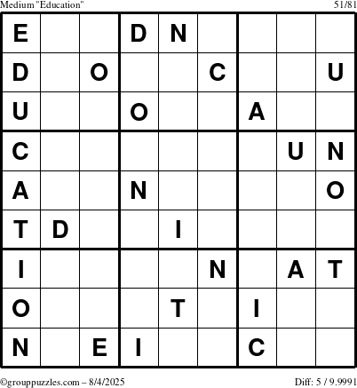 The grouppuzzles.com Medium Education-c1 puzzle for Monday August 4, 2025