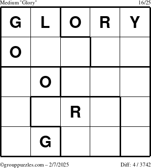 The grouppuzzles.com Medium Glory puzzle for Friday February 7, 2025