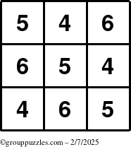 The grouppuzzles.com Answer grid for the TicTac-456 puzzle for Friday February 7, 2025