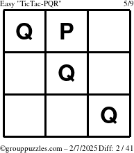 The grouppuzzles.com Easy TicTac-PQR puzzle for Friday February 7, 2025