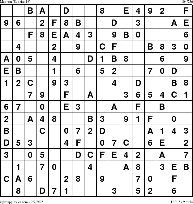 The grouppuzzles.com Medium Sudoku-16 puzzle for Friday February 7, 2025