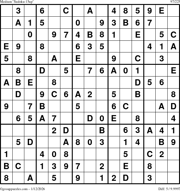 The grouppuzzles.com Medium Sudoku-15up puzzle for Monday January 12, 2026