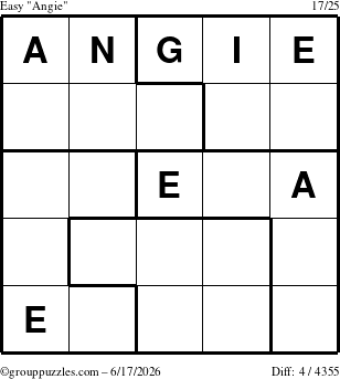 The grouppuzzles.com Easy Angie puzzle for Wednesday June 17, 2026