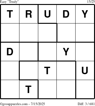 The grouppuzzles.com Easy Trudy puzzle for Tuesday July 15, 2025