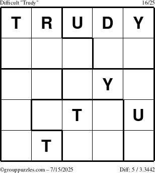 The grouppuzzles.com Difficult Trudy puzzle for Tuesday July 15, 2025