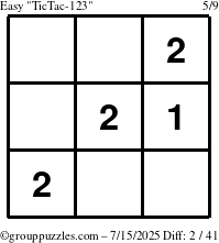 The grouppuzzles.com Easy TicTac-123 puzzle for Tuesday July 15, 2025