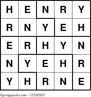 The grouppuzzles.com Answer grid for the Henry puzzle for Saturday December 20, 2025