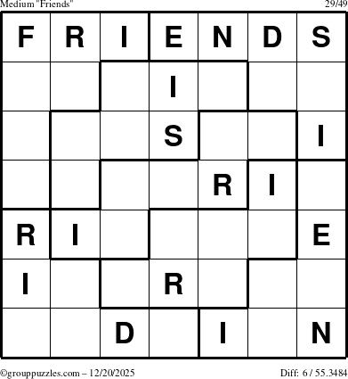 The grouppuzzles.com Medium Friends puzzle for Saturday December 20, 2025