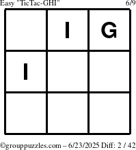 The grouppuzzles.com Easy TicTac-GHI puzzle for Monday June 23, 2025