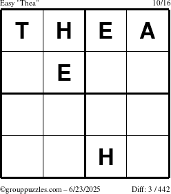 The grouppuzzles.com Easy Thea puzzle for Monday June 23, 2025