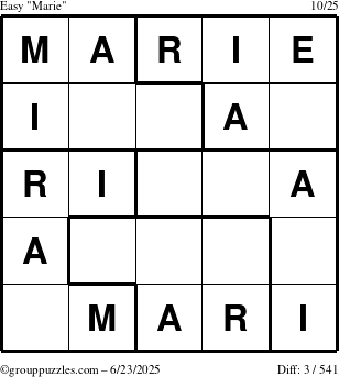 The grouppuzzles.com Easy Marie puzzle for Monday June 23, 2025
