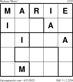 The grouppuzzles.com Medium Marie puzzle for Monday June 23, 2025
