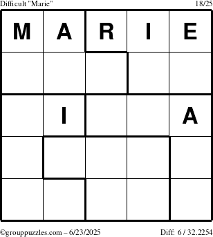 The grouppuzzles.com Difficult Marie puzzle for Monday June 23, 2025