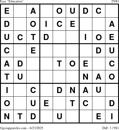 The grouppuzzles.com Easy Education-c1 puzzle for Monday June 23, 2025