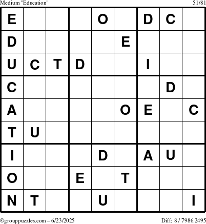 The grouppuzzles.com Medium Education-c1 puzzle for Monday June 23, 2025