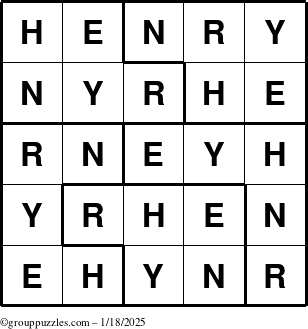 The grouppuzzles.com Answer grid for the Henry puzzle for Saturday January 18, 2025