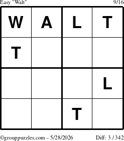 The grouppuzzles.com Easy Walt puzzle for Thursday May 28, 2026