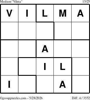 The grouppuzzles.com Medium Vilma puzzle for Thursday May 28, 2026