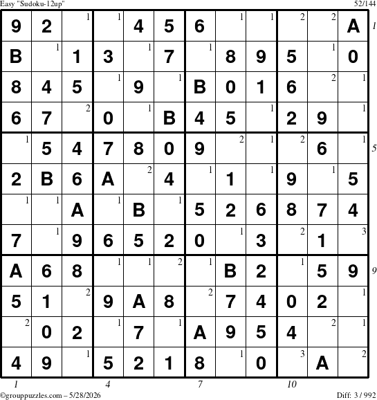 The grouppuzzles.com Easy Sudoku-12up puzzle for Thursday May 28, 2026 with all 3 steps marked