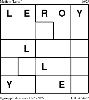 The grouppuzzles.com Medium Leroy puzzle for Tuesday December 23, 2025