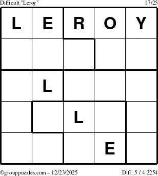 The grouppuzzles.com Difficult Leroy puzzle for Tuesday December 23, 2025
