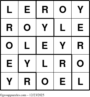 The grouppuzzles.com Answer grid for the Leroy puzzle for Tuesday December 23, 2025