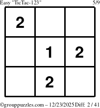 The grouppuzzles.com Easy TicTac-123 puzzle for Tuesday December 23, 2025