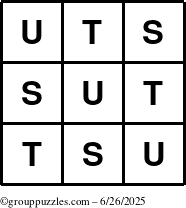 The grouppuzzles.com Answer grid for the TicTac-STU puzzle for Thursday June 26, 2025