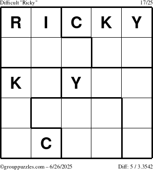 The grouppuzzles.com Difficult Ricky puzzle for Thursday June 26, 2025