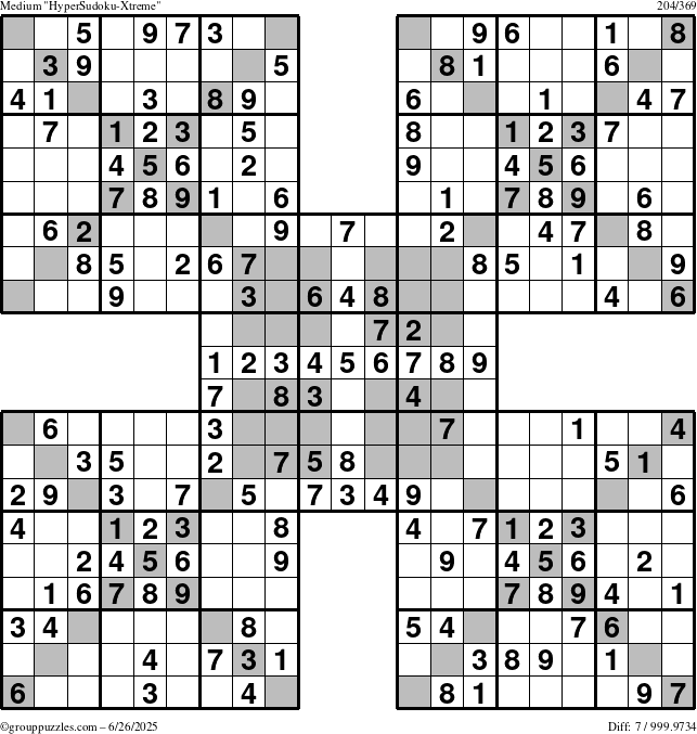The grouppuzzles.com Medium cover-HyperXtreme puzzle for Thursday June 26, 2025