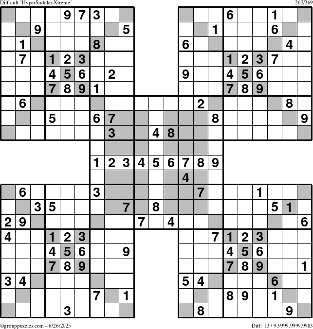 The grouppuzzles.com Difficult cover-HyperXtreme puzzle for Thursday June 26, 2025