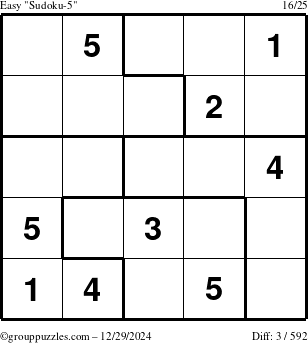 The grouppuzzles.com Easy Sudoku-5 puzzle for Sunday December 29, 2024