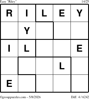The grouppuzzles.com Easy Riley puzzle for Friday May 8, 2026