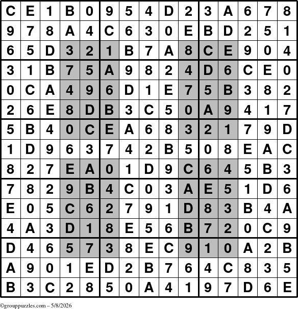 The grouppuzzles.com Answer grid for the HyperSudoku-15 puzzle for Friday May 8, 2026