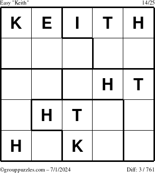 The grouppuzzles.com Easy Keith puzzle for Monday July 1, 2024