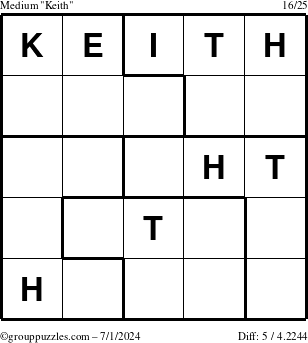 The grouppuzzles.com Medium Keith puzzle for Monday July 1, 2024