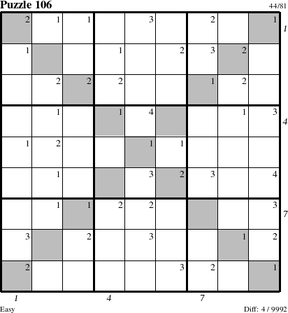 Step-by-Step Instructions for Puzzle 106 with all 4 steps marked