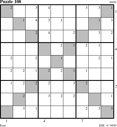 Step-by-Step Instructions for Puzzle 108 with all 4 steps marked