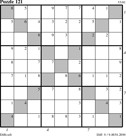 Step-by-Step Instructions for Puzzle 121 with all 9 steps marked