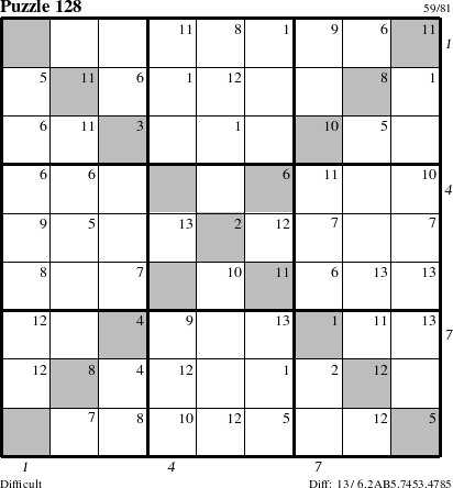 Step-by-Step Instructions for Puzzle 128 with all 13 steps marked