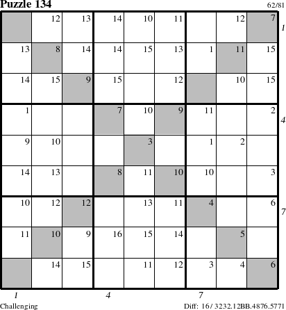 Step-by-Step Instructions for Puzzle 134 with all 16 steps marked