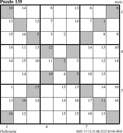 Step-by-Step Instructions for Puzzle 135 with all 17 steps marked