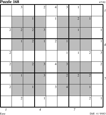 Step-by-Step Instructions for Puzzle 168 with all 4 steps marked