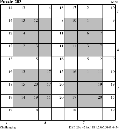 Step-by-Step Instructions for Puzzle 203 with all 20 steps marked