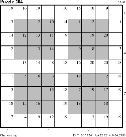 Step-by-Step Instructions for Puzzle 204 with all 20 steps marked