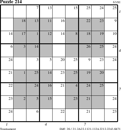 Step-by-Step Instructions for Puzzle 214 with all 26 steps marked