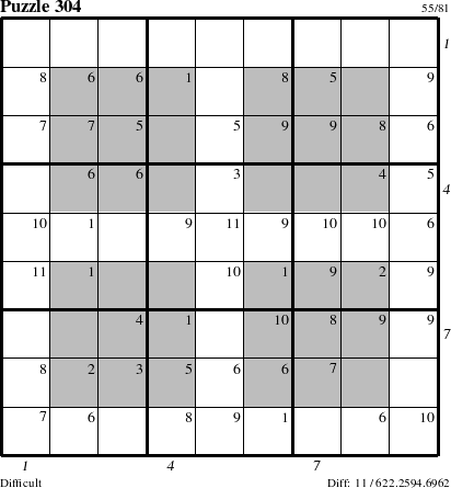 Step-by-Step Instructions for Puzzle 304 with all 11 steps marked