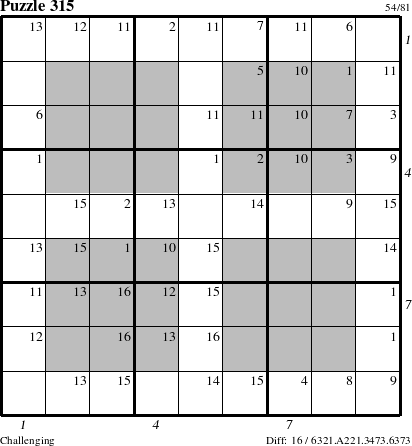 Step-by-Step Instructions for Puzzle 315 with all 16 steps marked