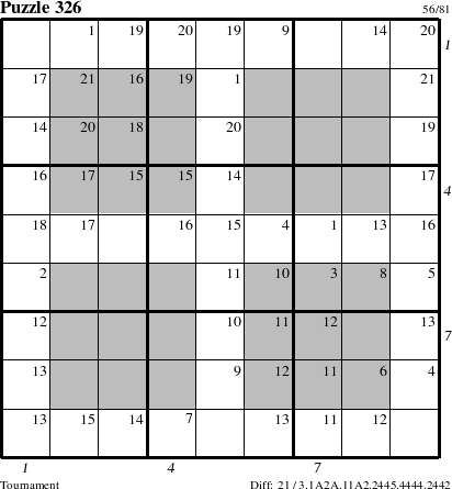 Step-by-Step Instructions for Puzzle 326 with all 21 steps marked