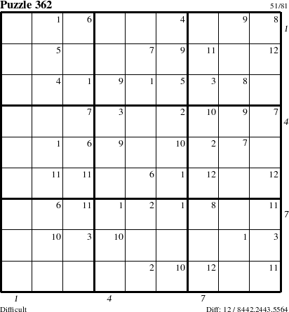 Step-by-Step Instructions for Puzzle 362 with all 12 steps marked